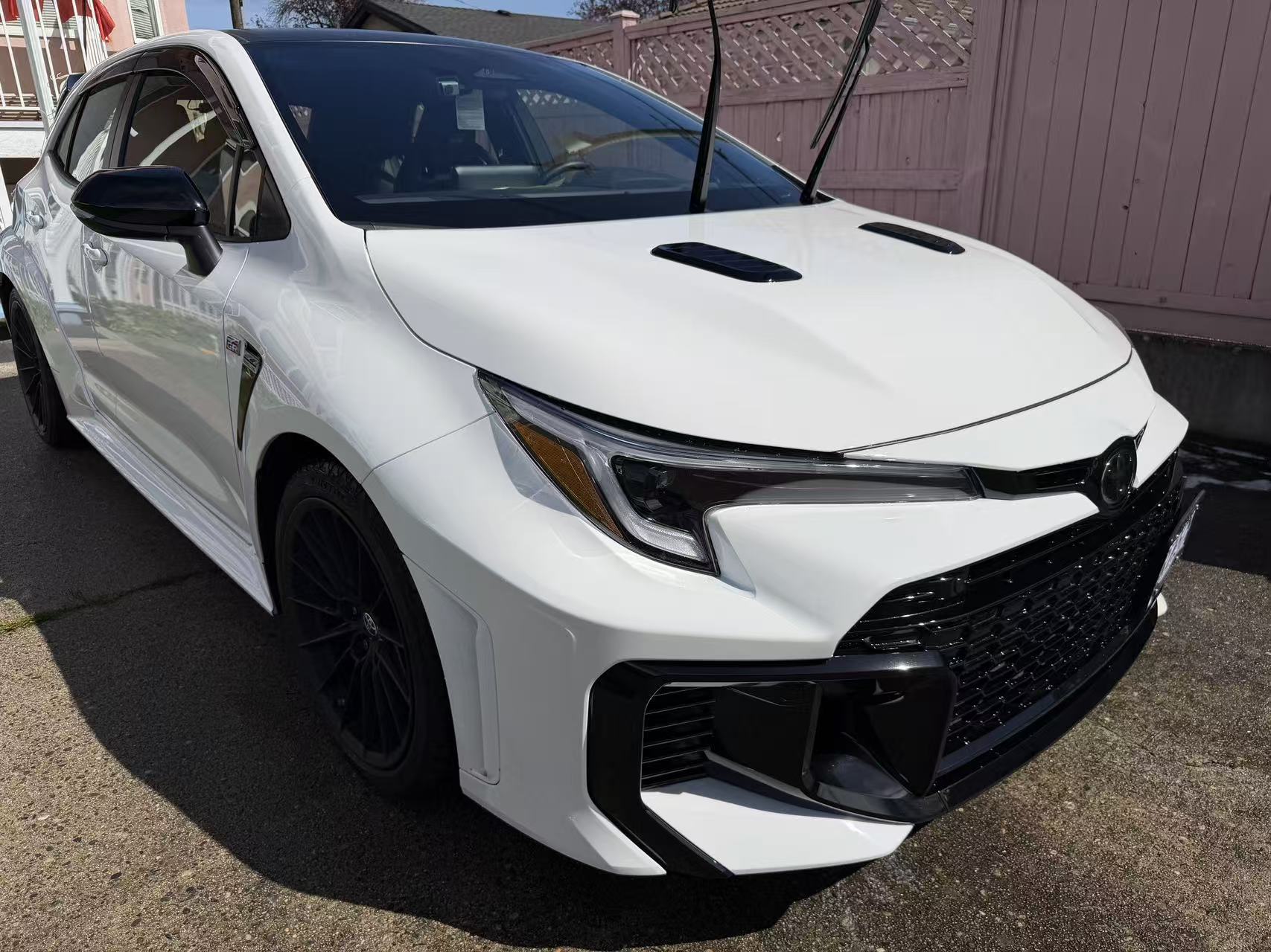 White Toyota after exterior hand wash and detailing