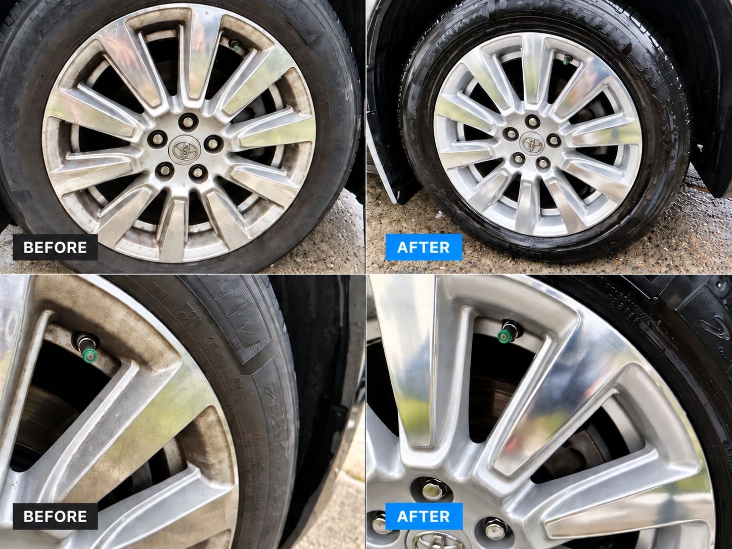 Toyota wheel cleaning before and after detailing